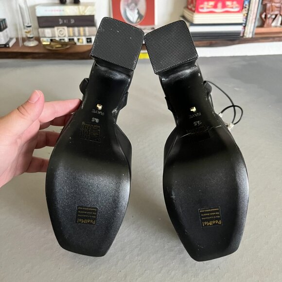 Raye Revolve Black Dot Platform Tie Up Wrap Block Heels - Picture 13 of 14